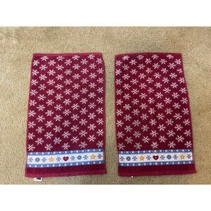 Kohl's Department Stores Holiday Snowflake Hand Towels Set of‎ 2 Burgundy